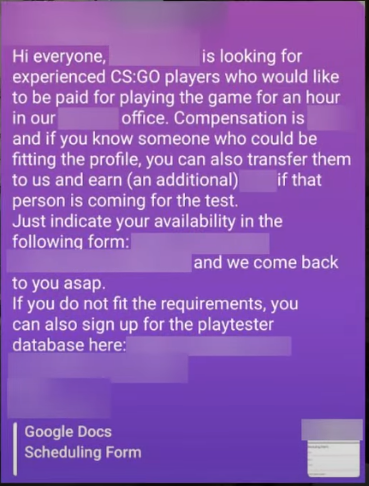 Uniklá konverzace - Hledání zkušených CS:GO hráčů